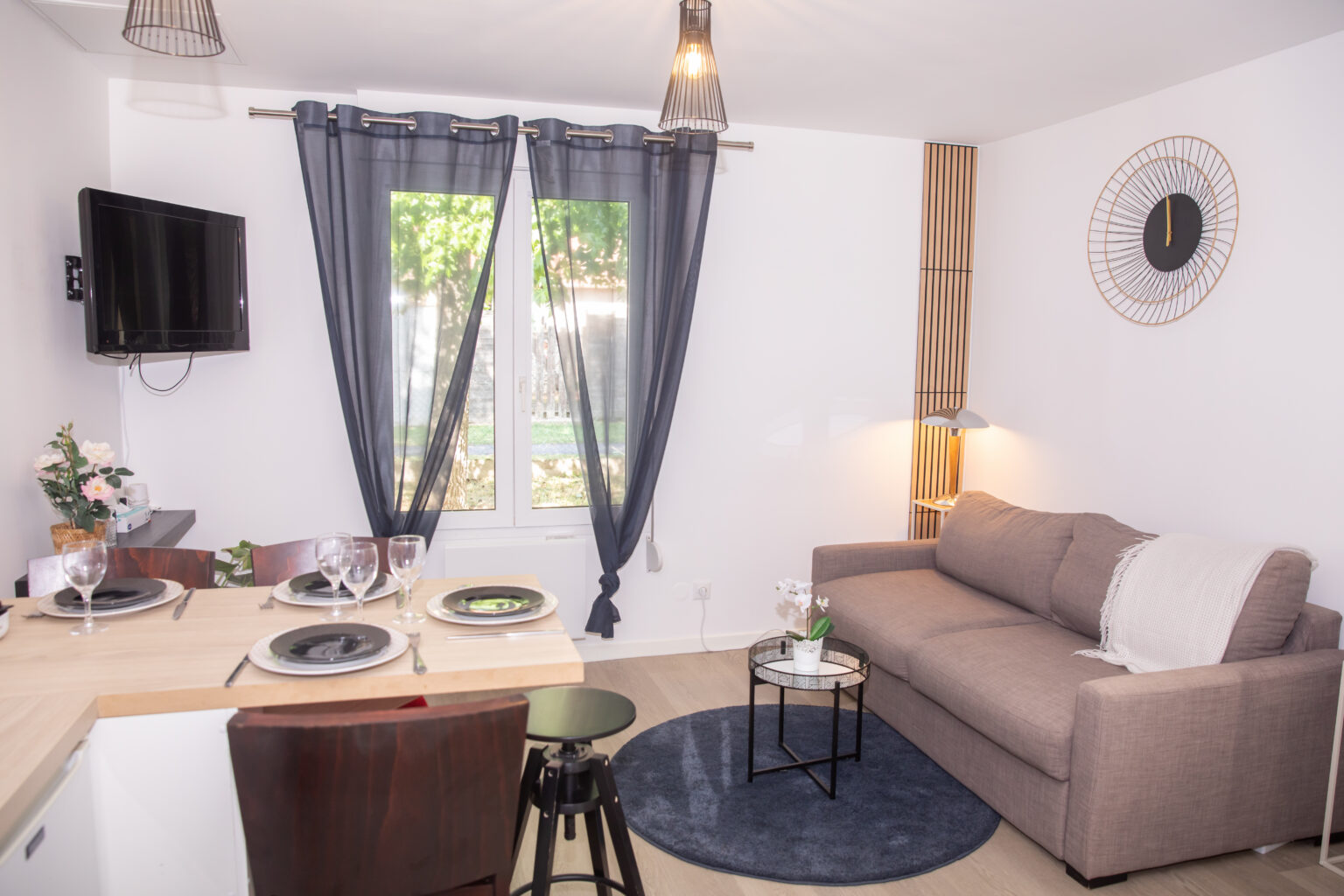Salon avec canapé convertible de l'appartement Opale – Les Nids Tranquilles, Le Châtelet-en-Brie
